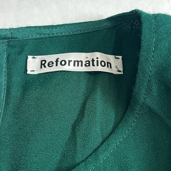 Reformation Mayer Green Emerald Jumpsuit Womens Size 0 Back Keyhole Festival - Picture 12 of 16